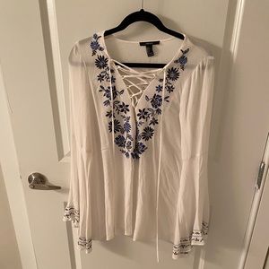 White tunic/ dress with blue embroidery